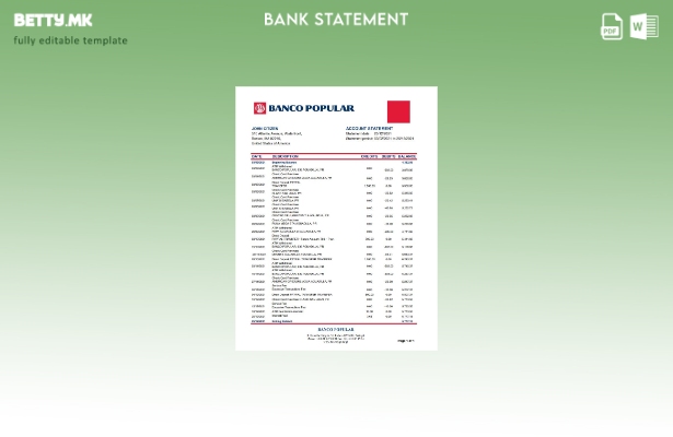 модерен стил Португалија Banco Популарен шаблон за ексел извод од банка